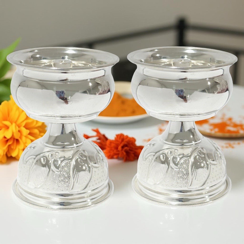 925 Silver Nakshi Time Deepam 3 Inches
