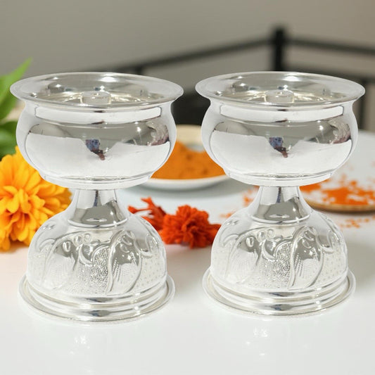 925 Silver Nakshi Time Deepam 3 Inches