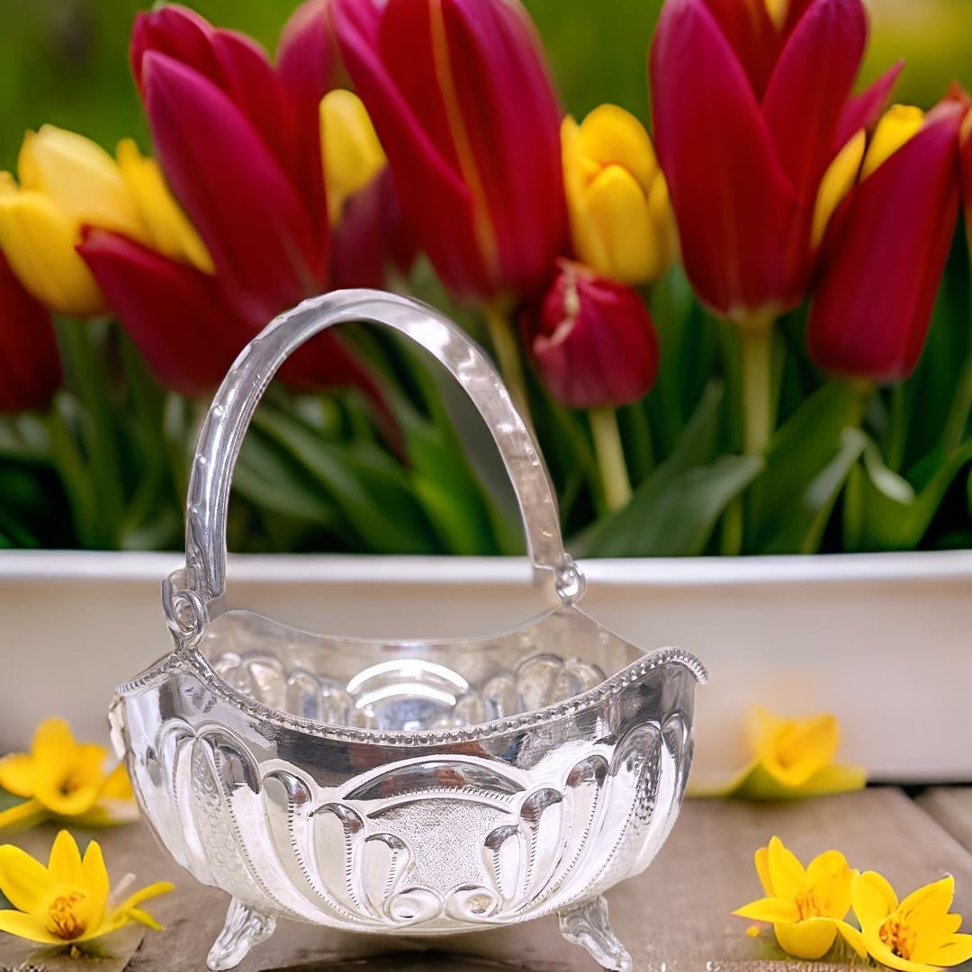 Silver Flower Basket