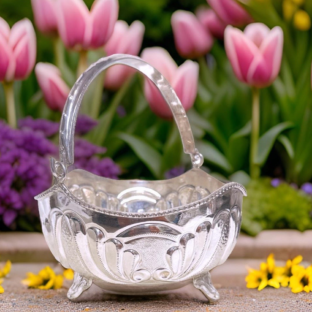 Silver Flower Basket