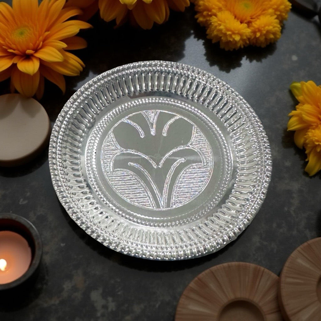 Revathi Silver Nakash Plate 3.4 Inches