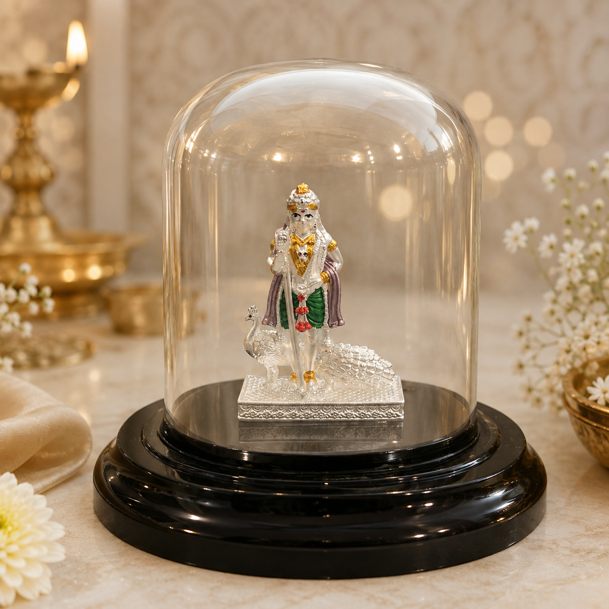 999 Silver Acrylic Case Kanadha Murugar Idol