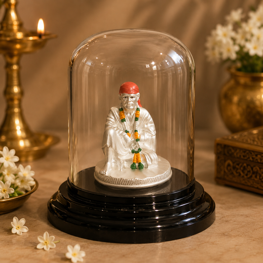 999 Silver Acrylic Case Sai Ram Idol