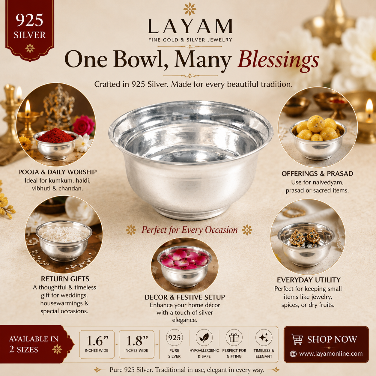 925 Silver Plain Silver Bowls