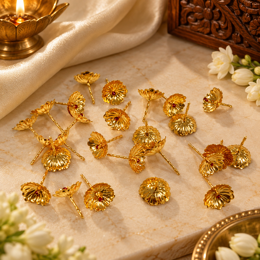 Gold Plated SilverPavala Malli Flower 110 Count