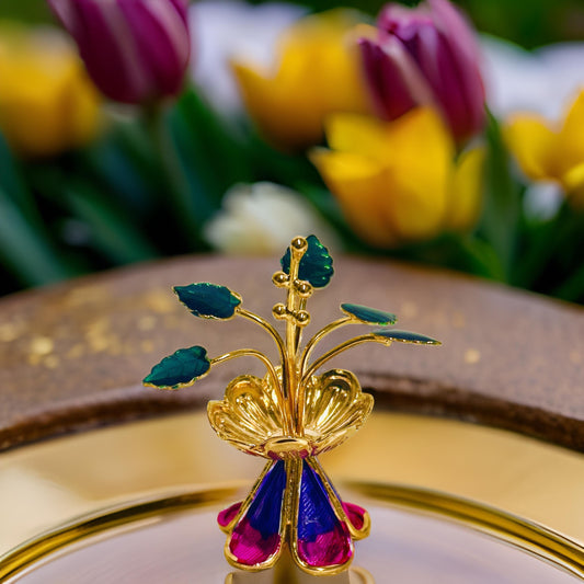 Gold Plated Silver Floral Tulsi Plant