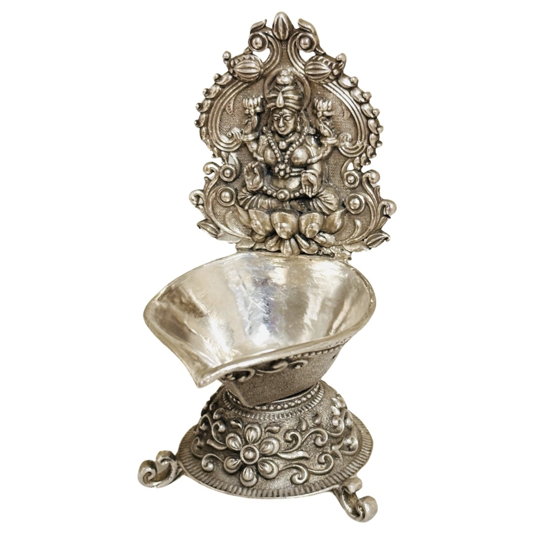 925 Silver Antique Lakshmi Deepam 3.5 Inches