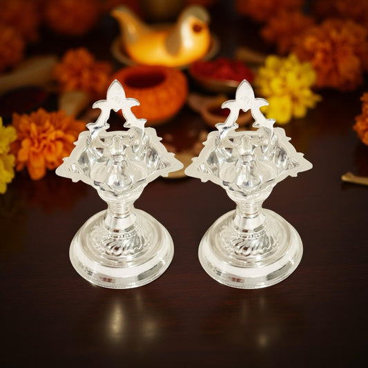 Silver Plain Nakash Deepam 3 Inches