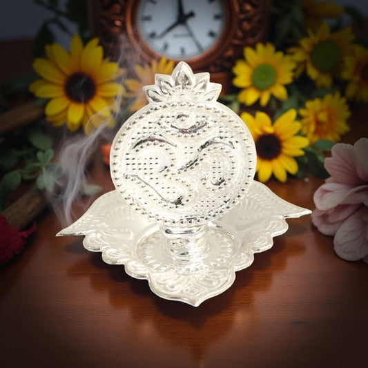 Silver Om Agarbathi Stand