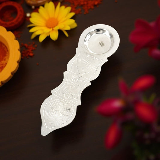 Silver Karpur Arti Diya 6 Inches