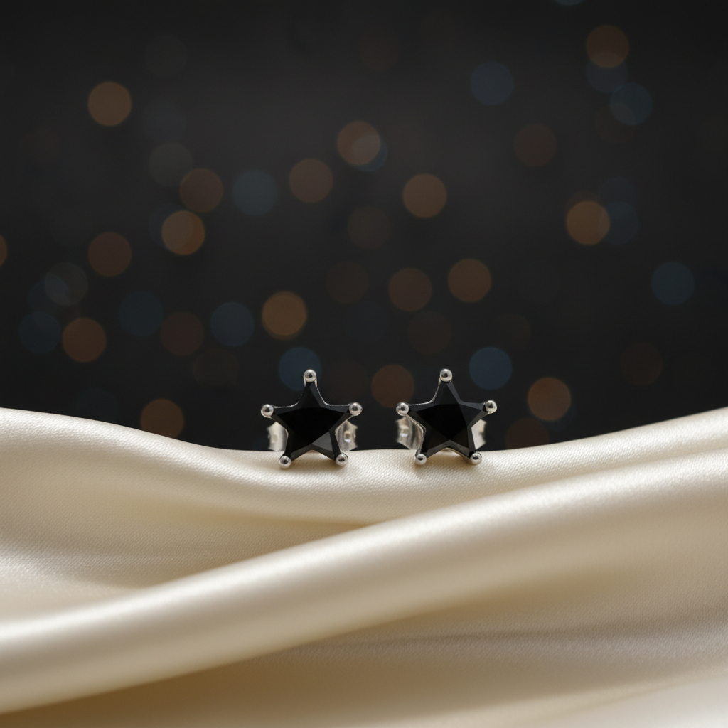 Silver Raya Star Screw Back Earrings