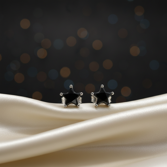 Silver Raya Star Screw Back Earrings