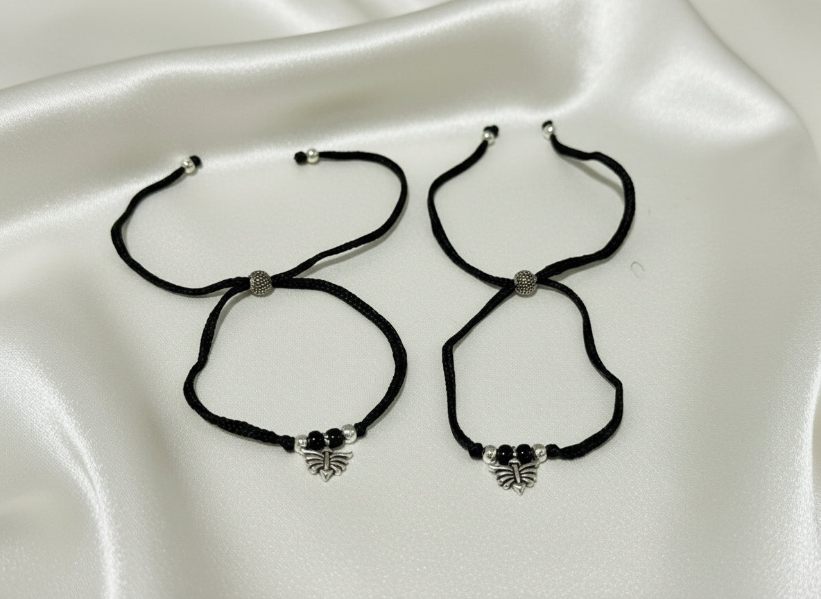925 Silver Charm Black Thread Nazriya Payal