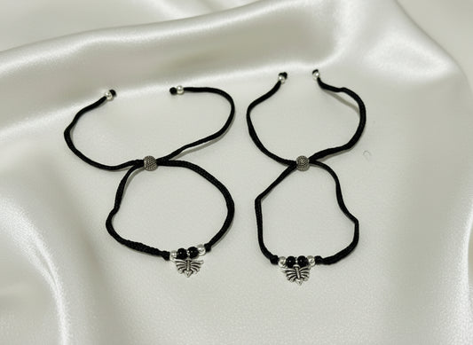925 Silver Charm Black Thread Nazriya Payal