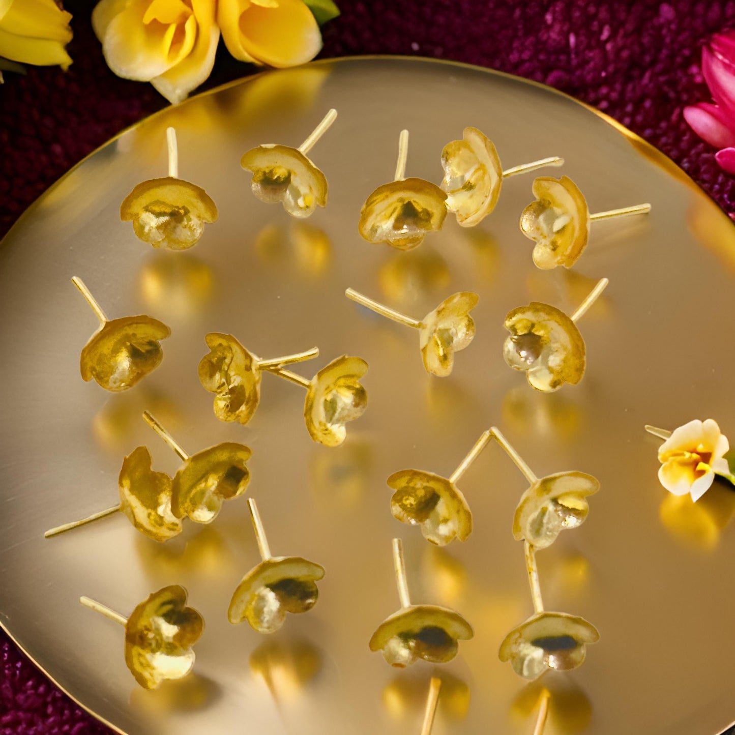 Gold Plated Silver Jasmine Astothram Flower 110 Count