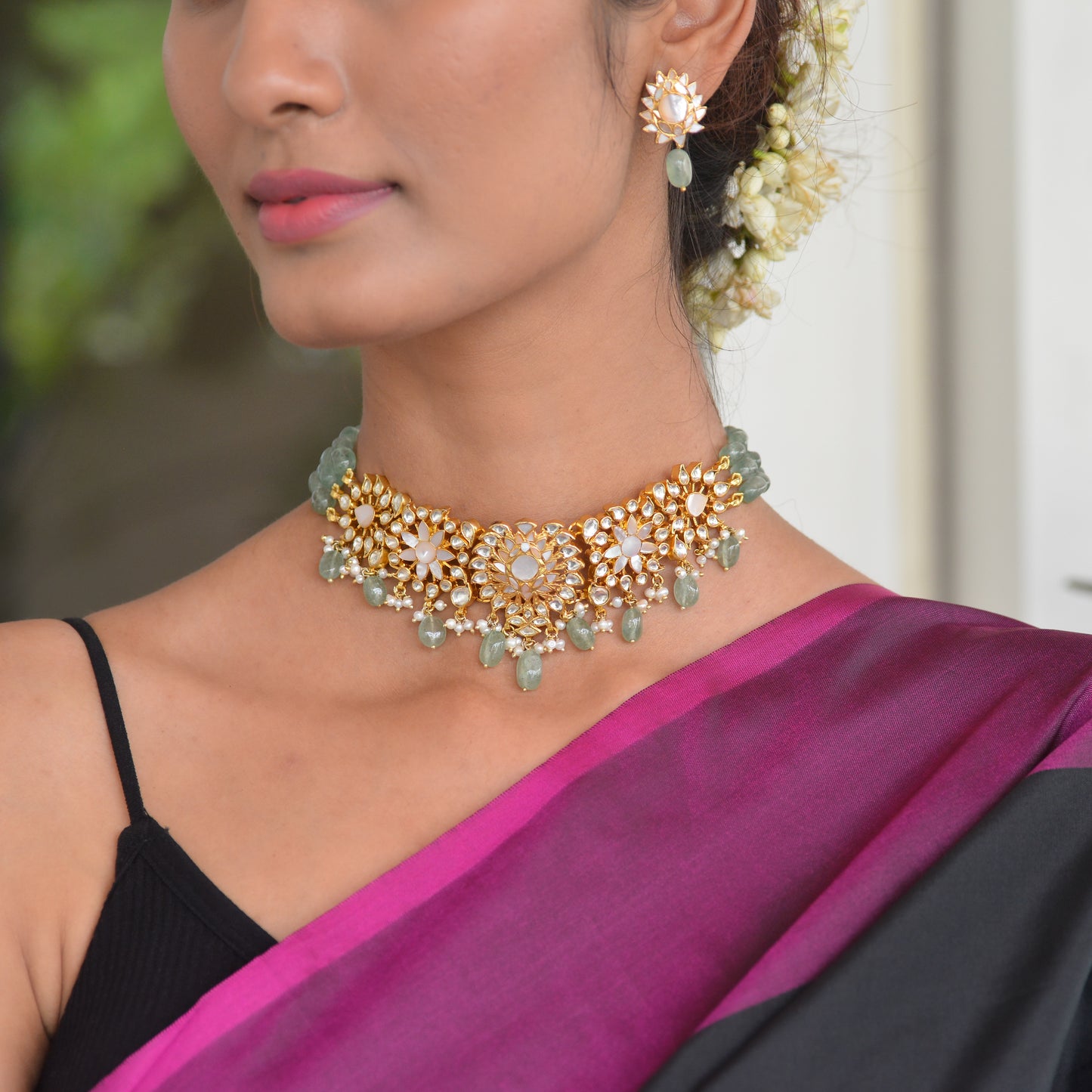 Amritkala 925 Silver Necklace And Earrings Set