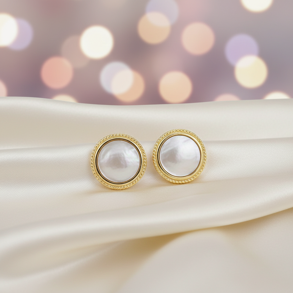 Yellow Gold Plated On 925 Sterling Silver Elena Stud Earrings