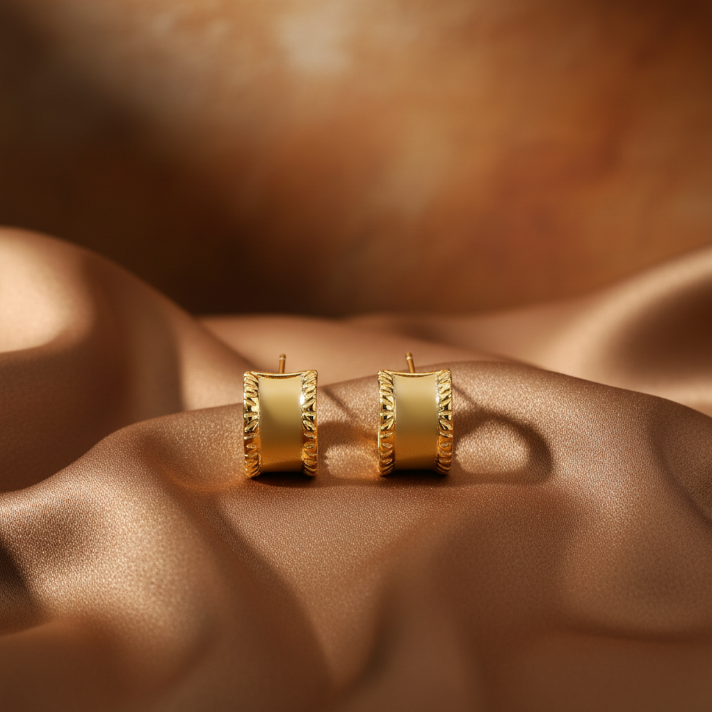 Yellow Gold Plated On 925 Sterling Silver Zuri Hoop Earrings