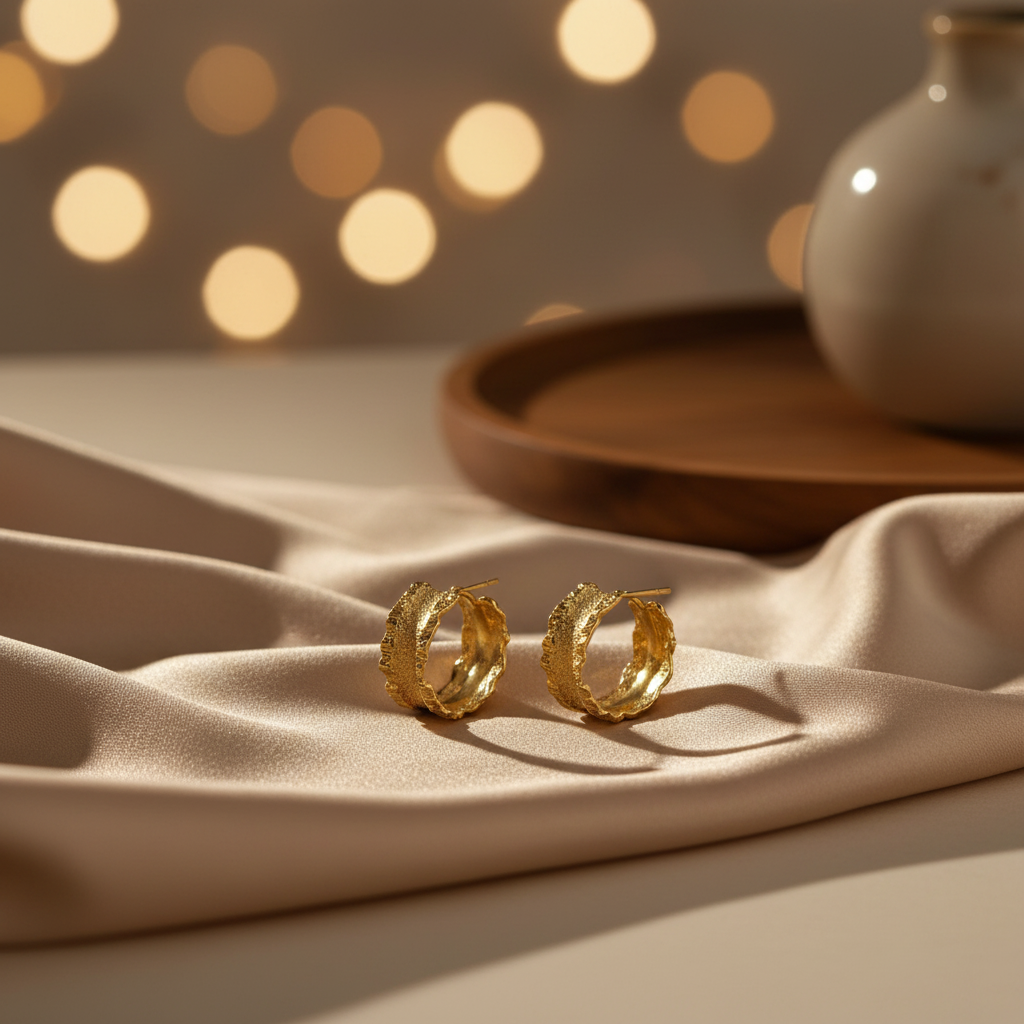 Yellow Gold Plated On 925 Sterling Silver Sage Hoop Earrings