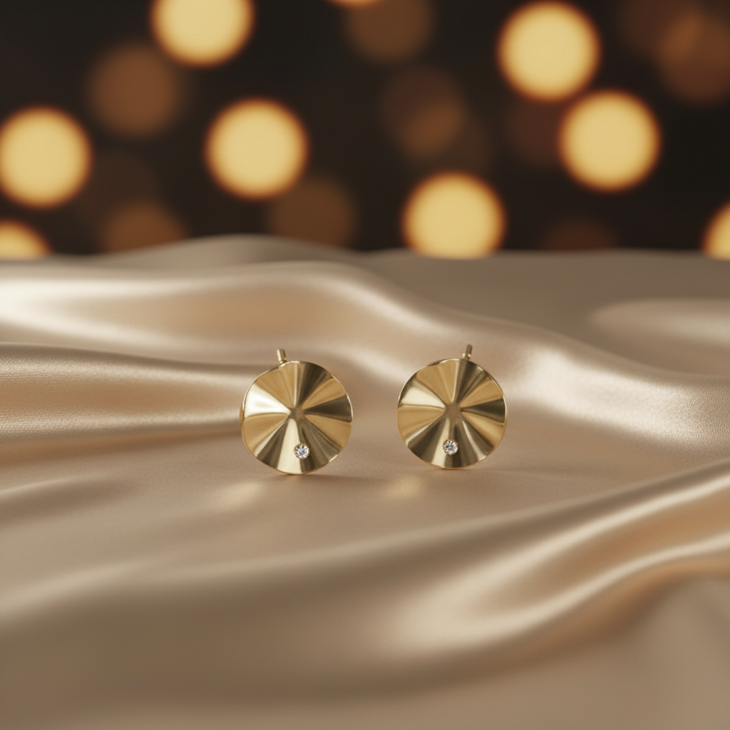 Yellow Gold Plated On 925 Sterling Silver Khloe Stud Earrings