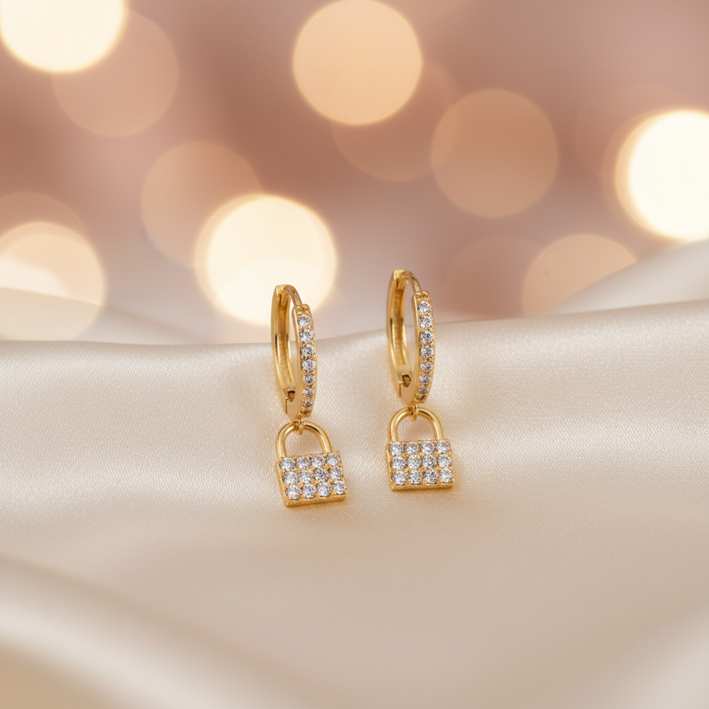 Yellow Gold Plated On 925 Sterling Silver Katherine Hoop Earrings