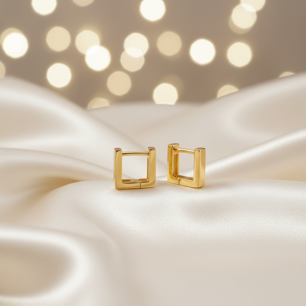 Yellow Gold Plated On 925 Sterling Silver Valerie Hoop Earrings