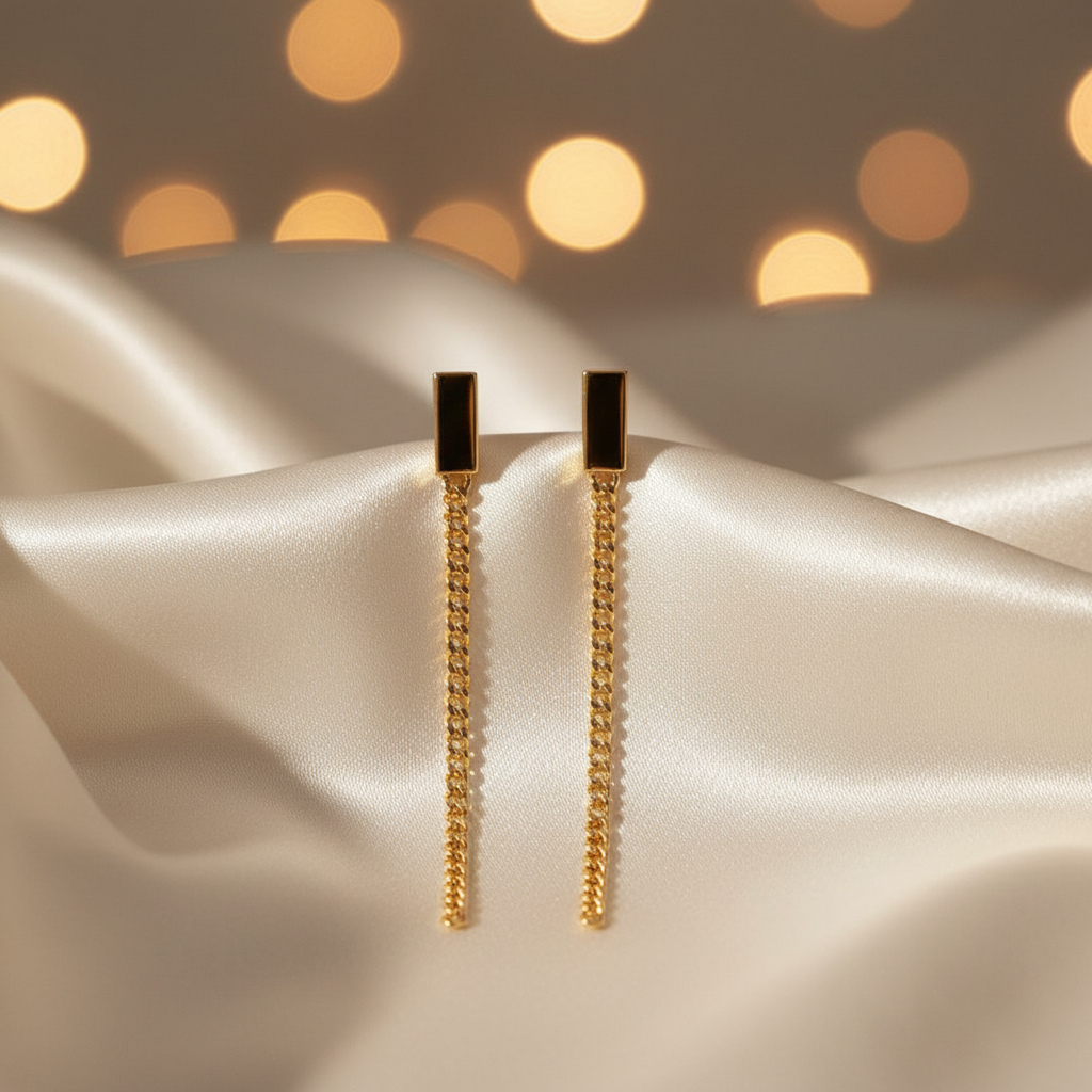 Yellow Gold Plated On 925 Sterling Silver River Drop Earrings