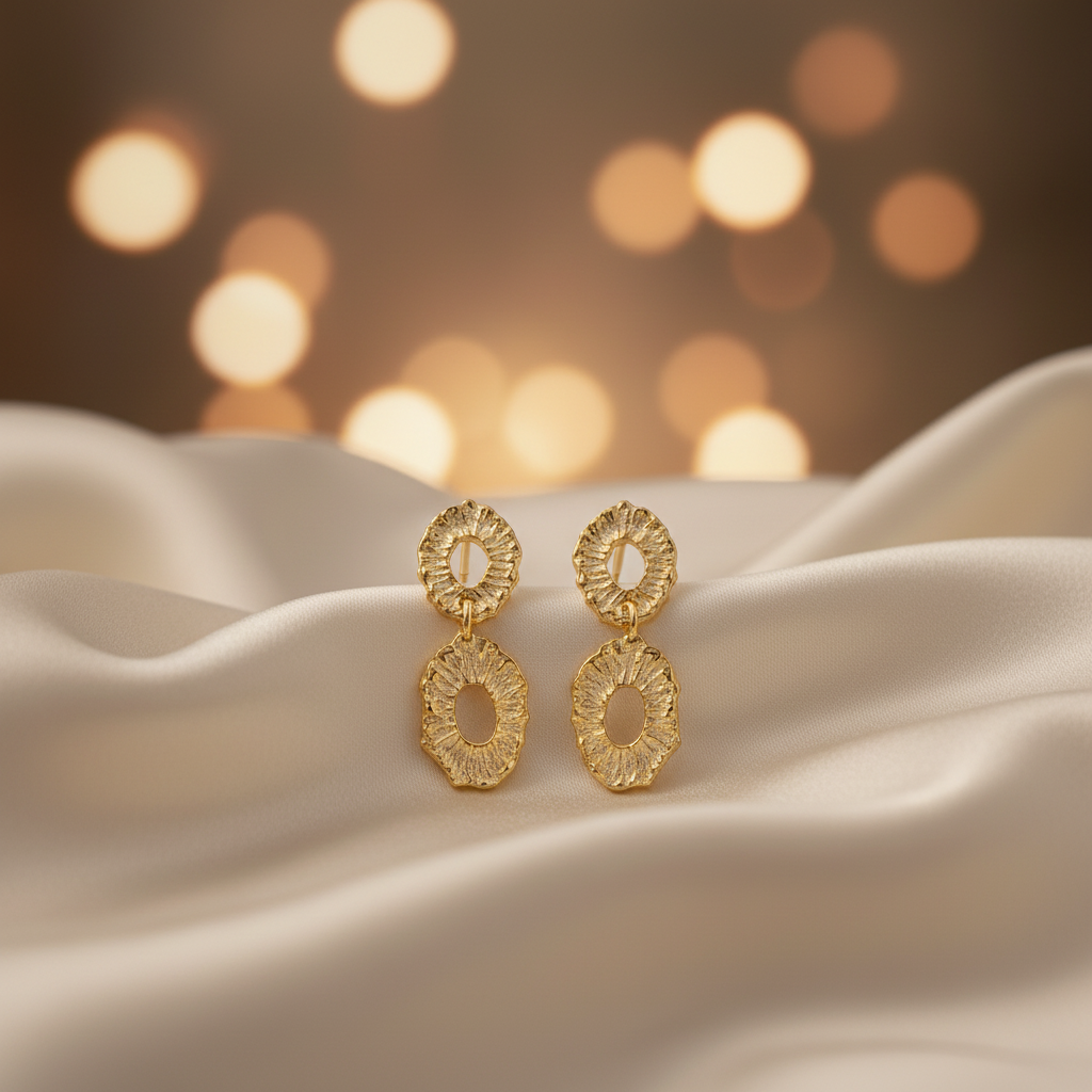 Yellow Gold Plated On 925 Sterling Silver Freya Drop Earrings