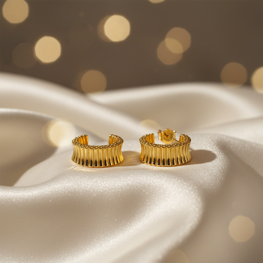 Yellow Gold Plated On 925 Sterling Silver Dakota Hoop Earrings