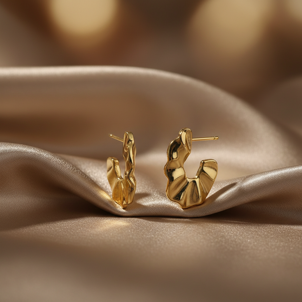 Yellow Gold Plated On 925 Sterling Silver Teagan Hoop Earrings