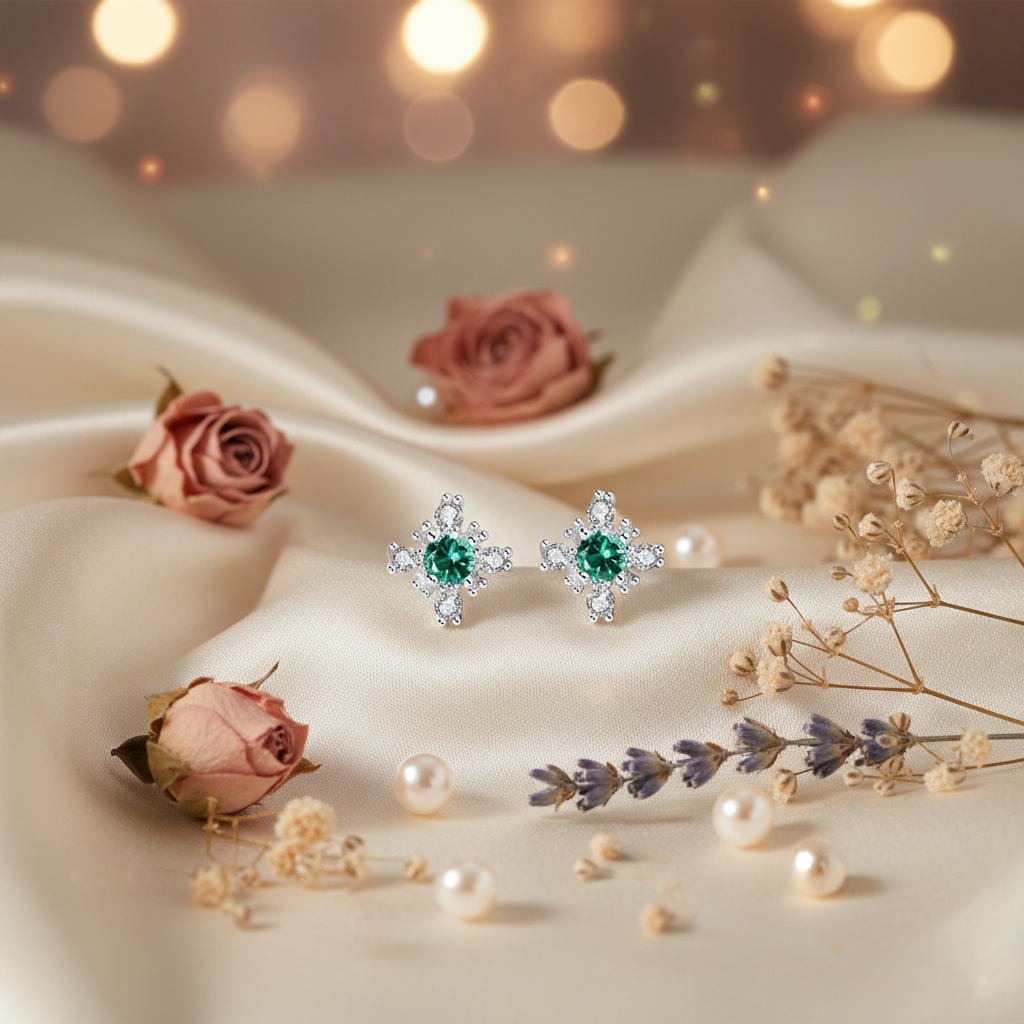 925 Silver Snowflake Stud Earrings