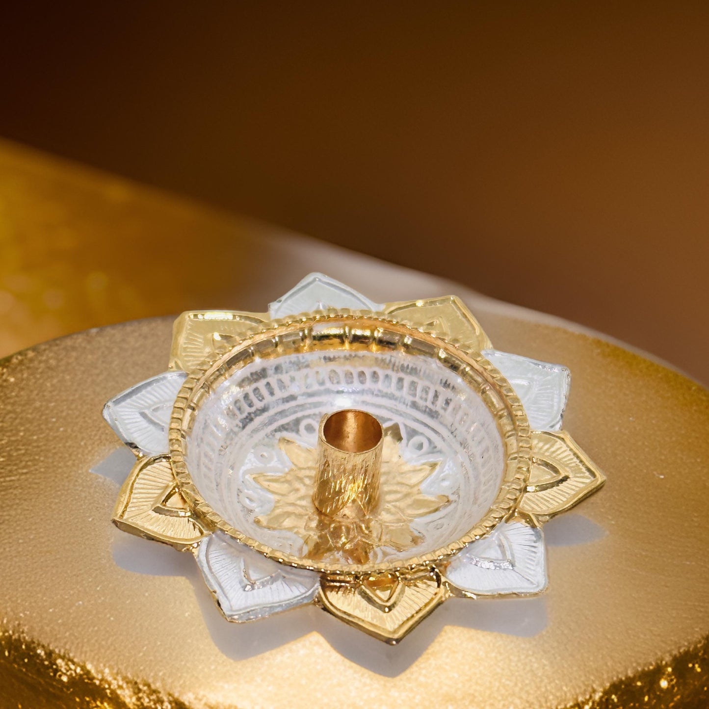 Gold Plated Silver Flower Diya