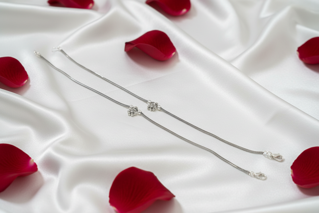 Varuni-925 Antique Silver Anklet 10 Inches
