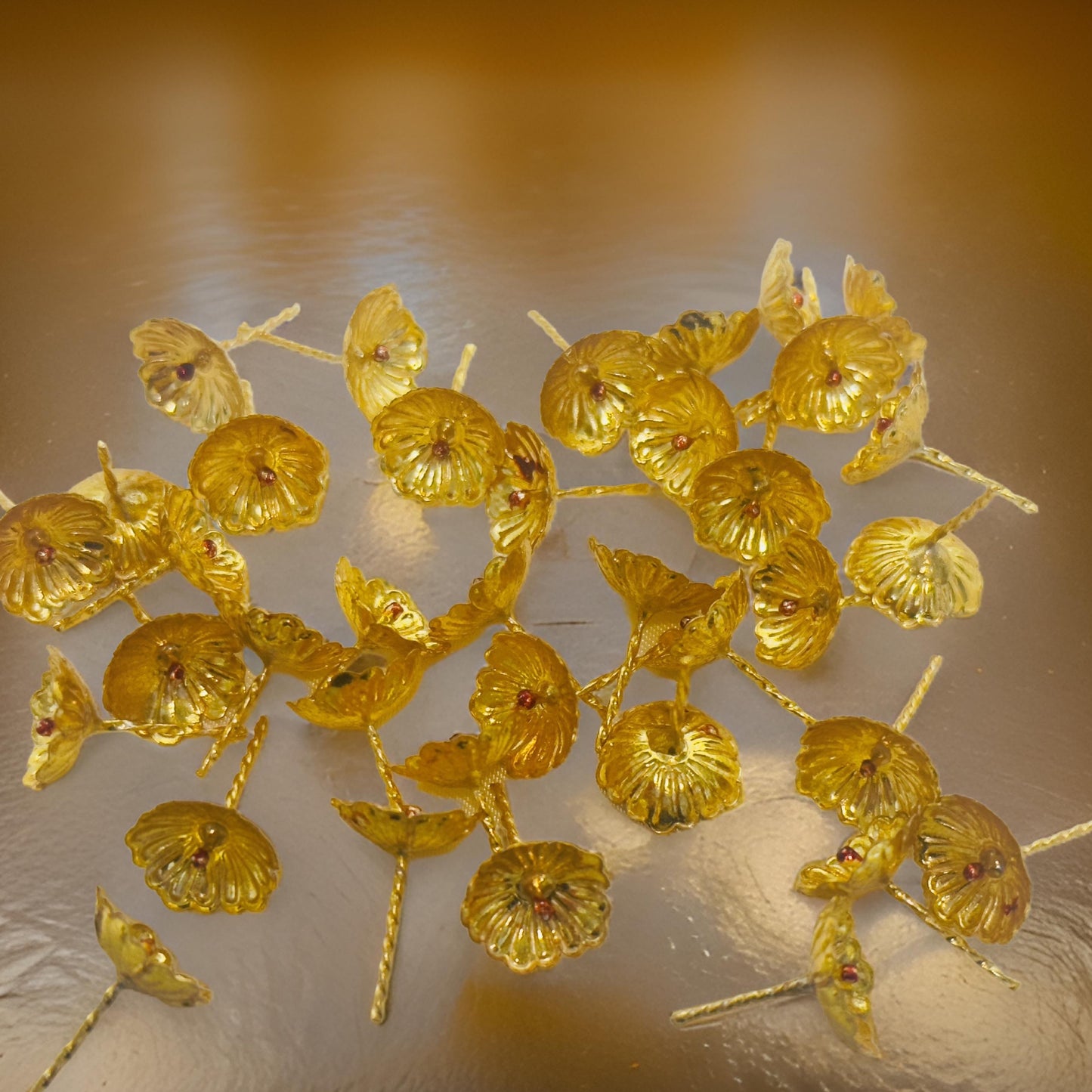 Gold Plated Silver Flowers 38 PCS