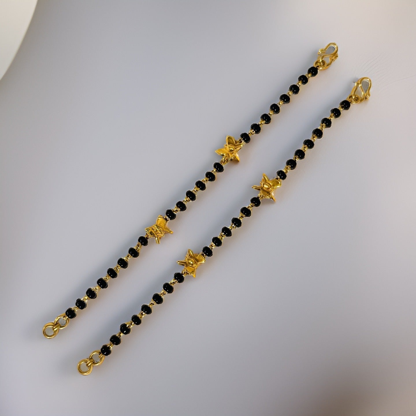 22KT Gold Baby Black Bead Bracelet