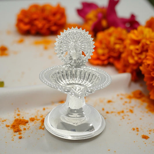 925 Silver Peacock Diya 2.6 Inches