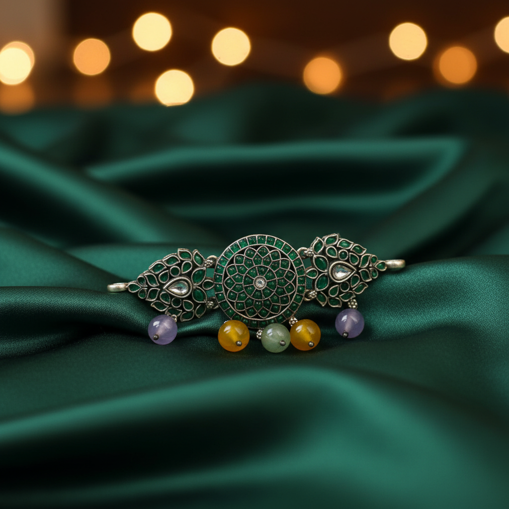 Antique Silver Manvi Kundan Necklace