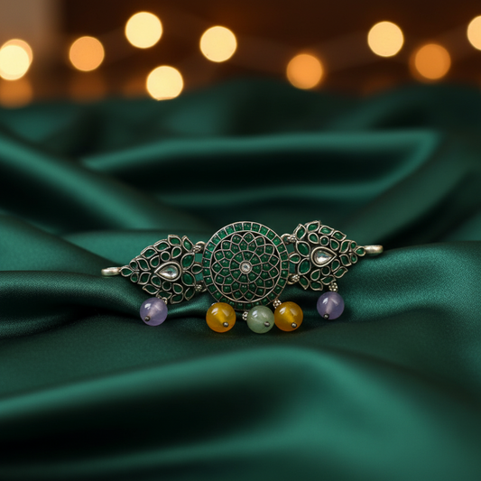 Antique Silver Manvi Kundan Necklace