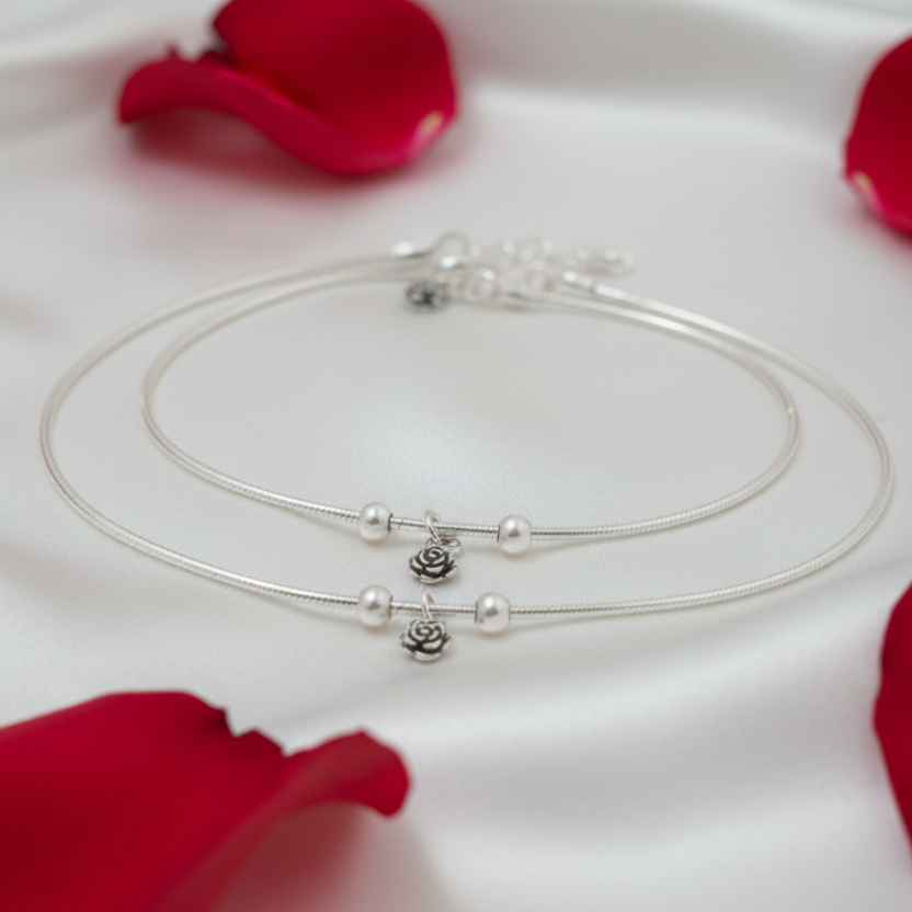 Vidhya -925 Antique Silver Anklet 10 Inches