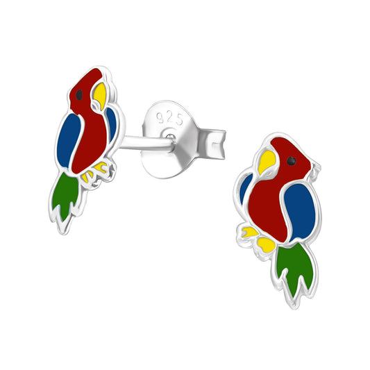 925 Silver Parrot Stud Earrings