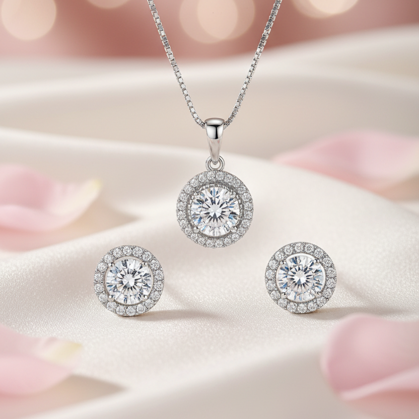 Silver Avery Neckalce and Earrings Jewelry Sets