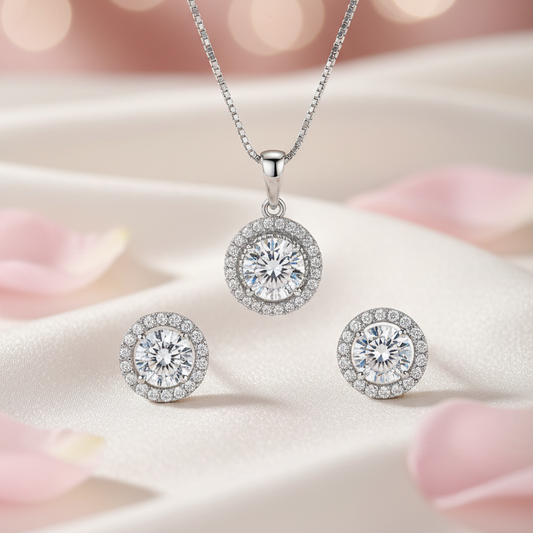 Silver Avery Neckalce and Earrings Jewelry Sets