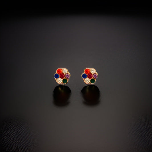 18KT Gold  Multicolor Stud Earrings