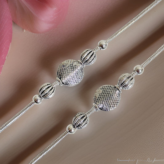 925 Silver Butterfly Slider Bead Anklet 10+1 inches