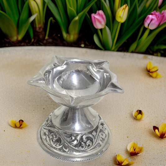 925 Silver Antique five Beaks Diya 2.1 Inches