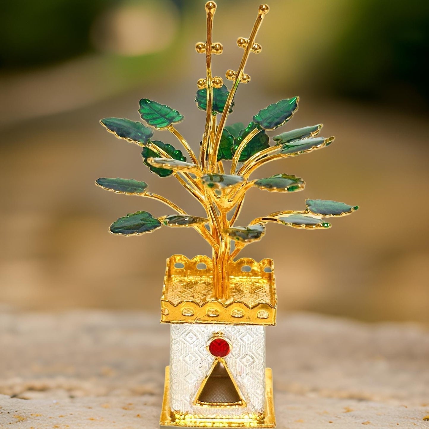 925 Silver Gold Plated Silver Tulsi Plant