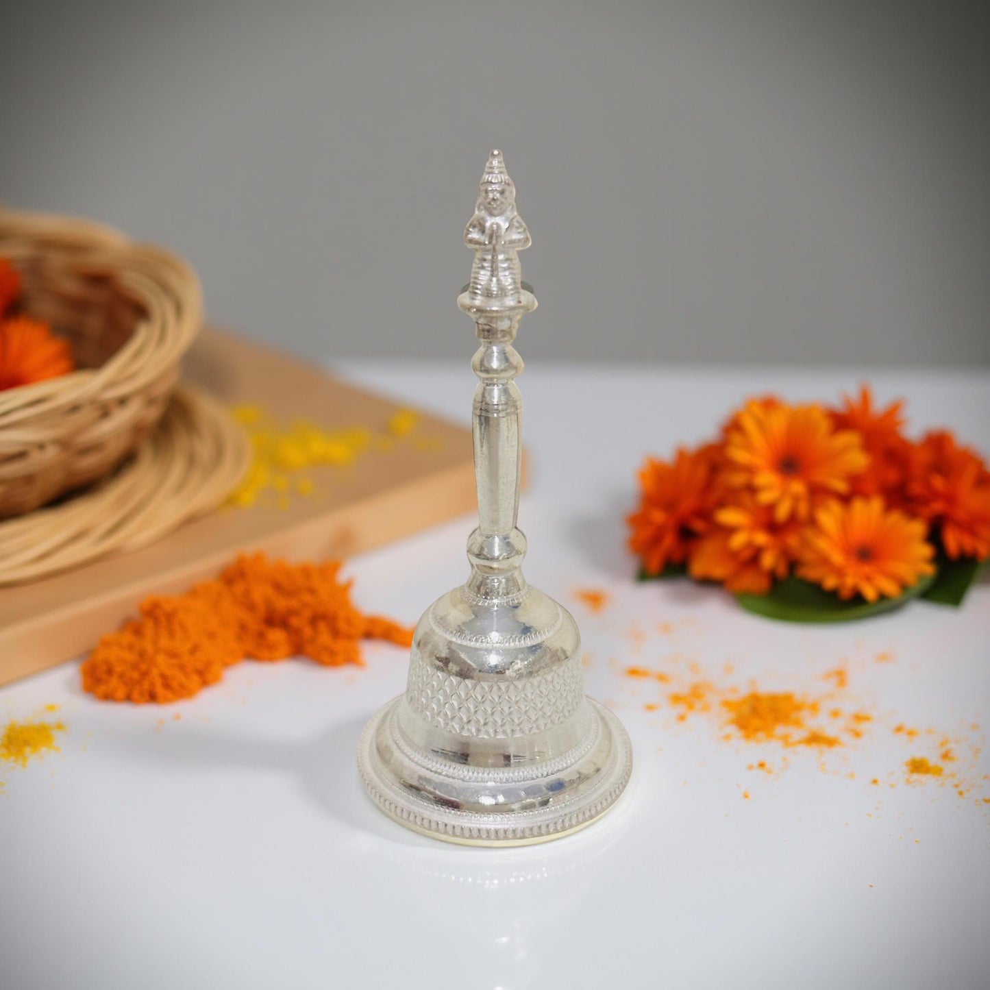 925 Silver Hanuman Pooja Bell 3.25 Inches