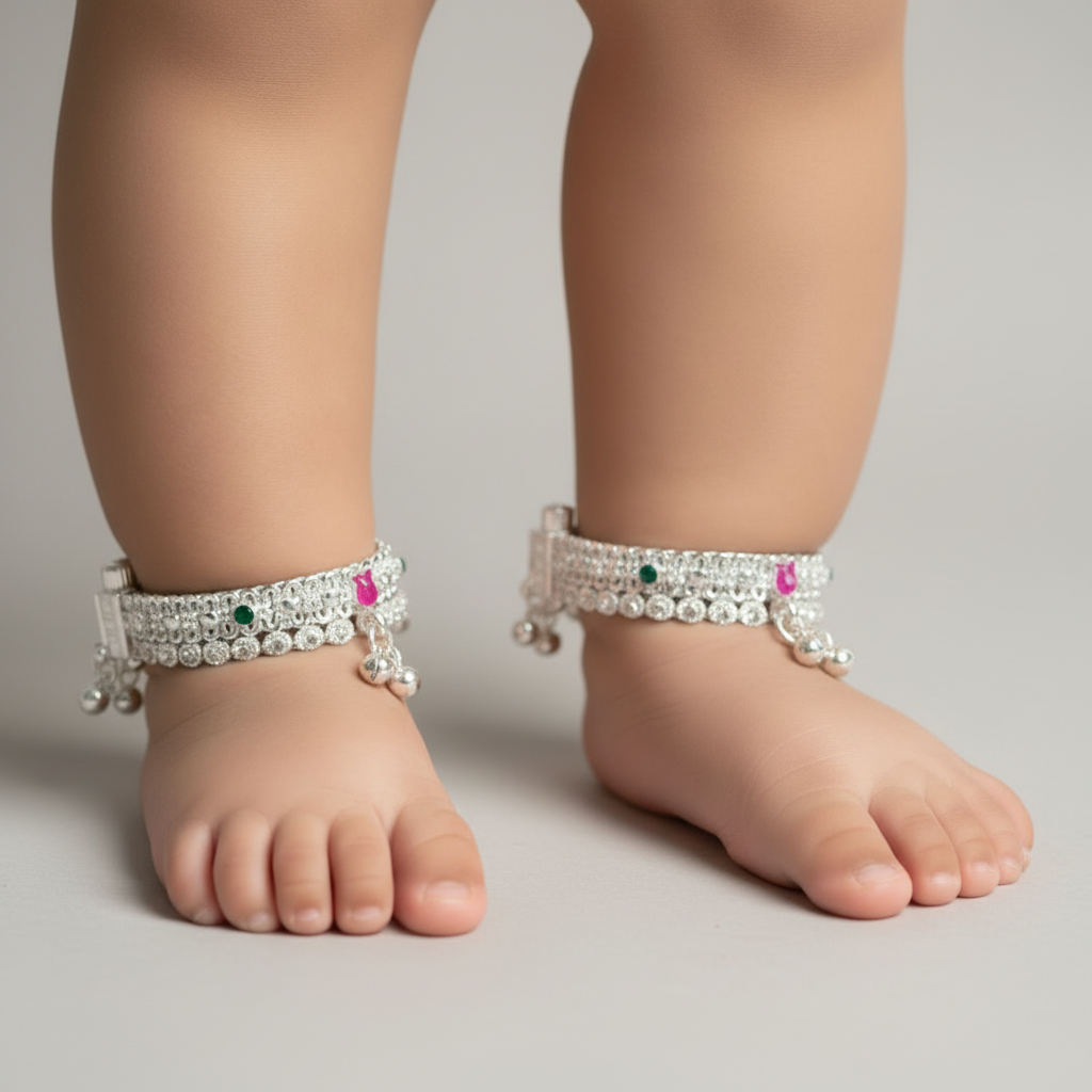 Jia Silver Baby Anklet 5.5 Inches