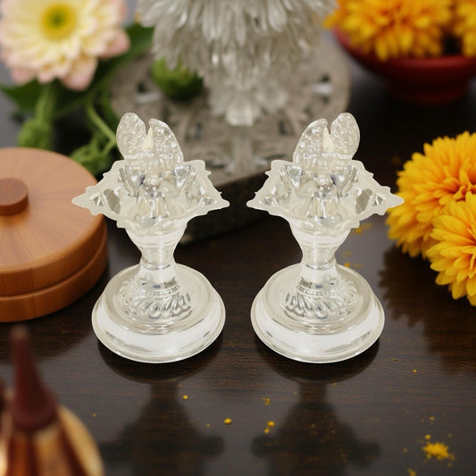 Silver Peacock Nakash Deepam 3.6 Inches