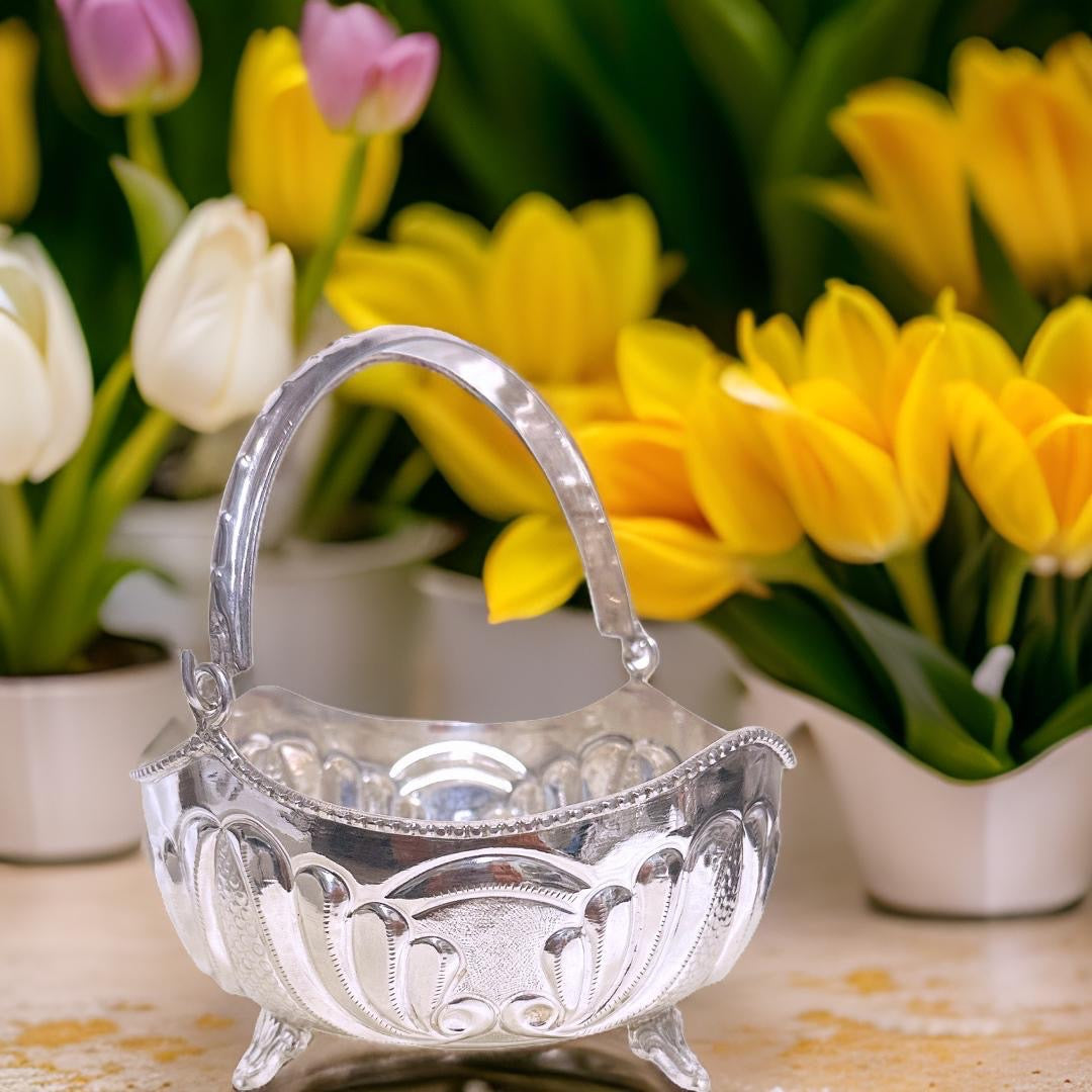 Silver Flower Basket